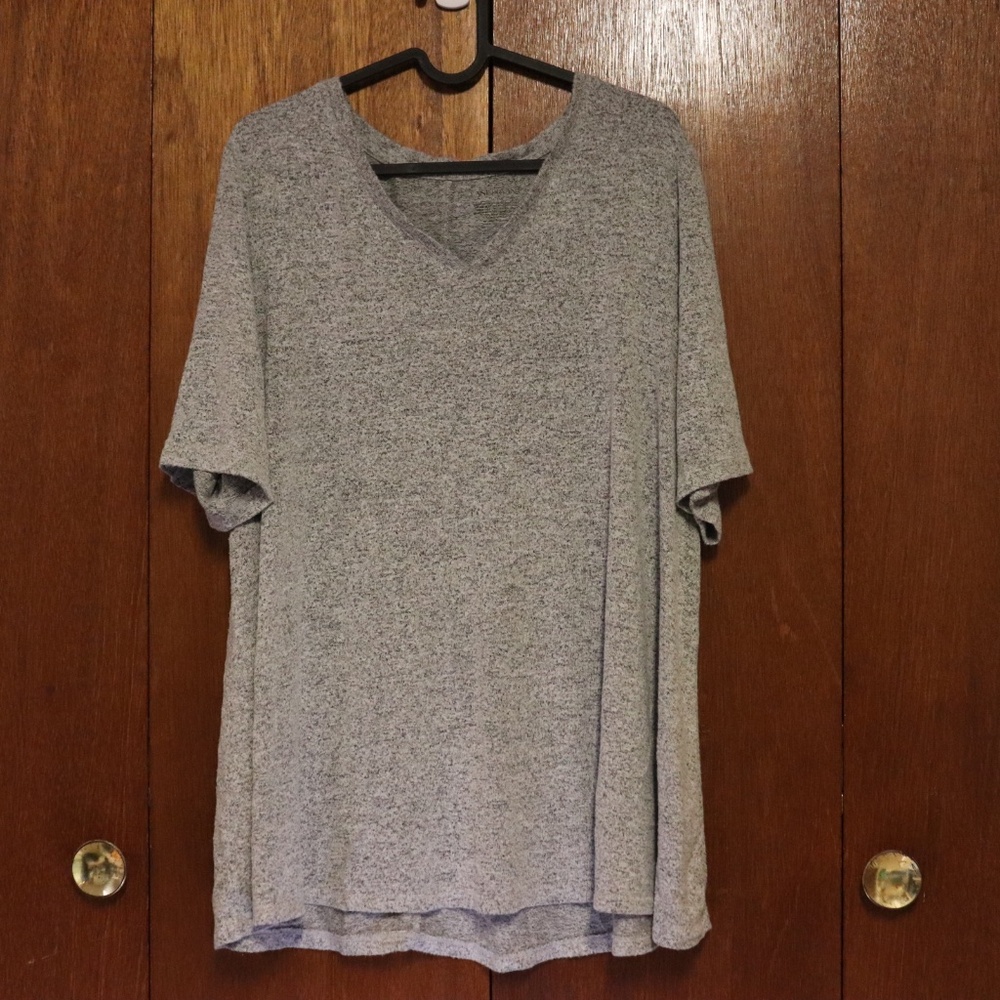 Lane Bryant Gray Flowy Short Sleeve Top – Peppered Knit 14/16